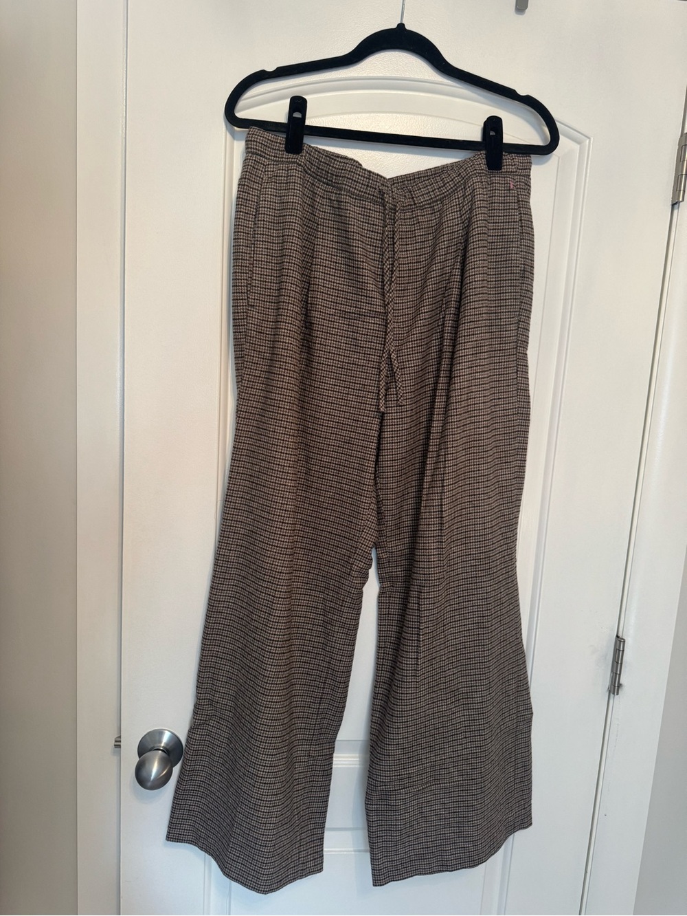 Plaid wide leg draw string Banana Republic size L pants